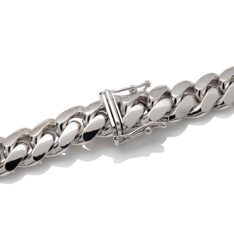 10K ホワイトゴールド マイアミネックレス 幅7mm 45cm-50cm