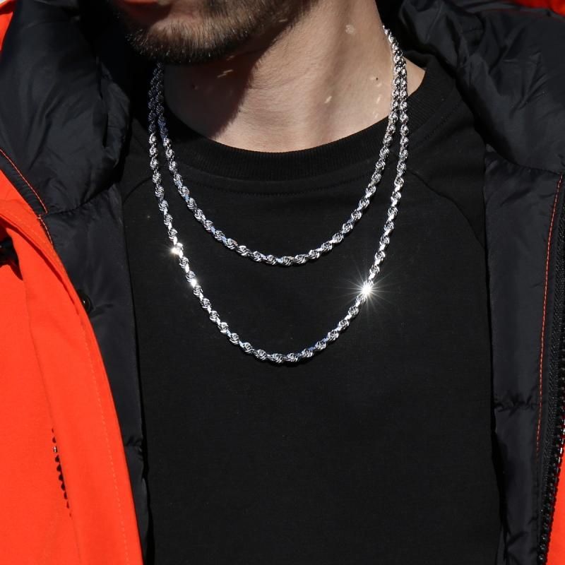 10K ホワイトゴールド ロープネックレス 幅4.5mm 50cm-60cm 定価