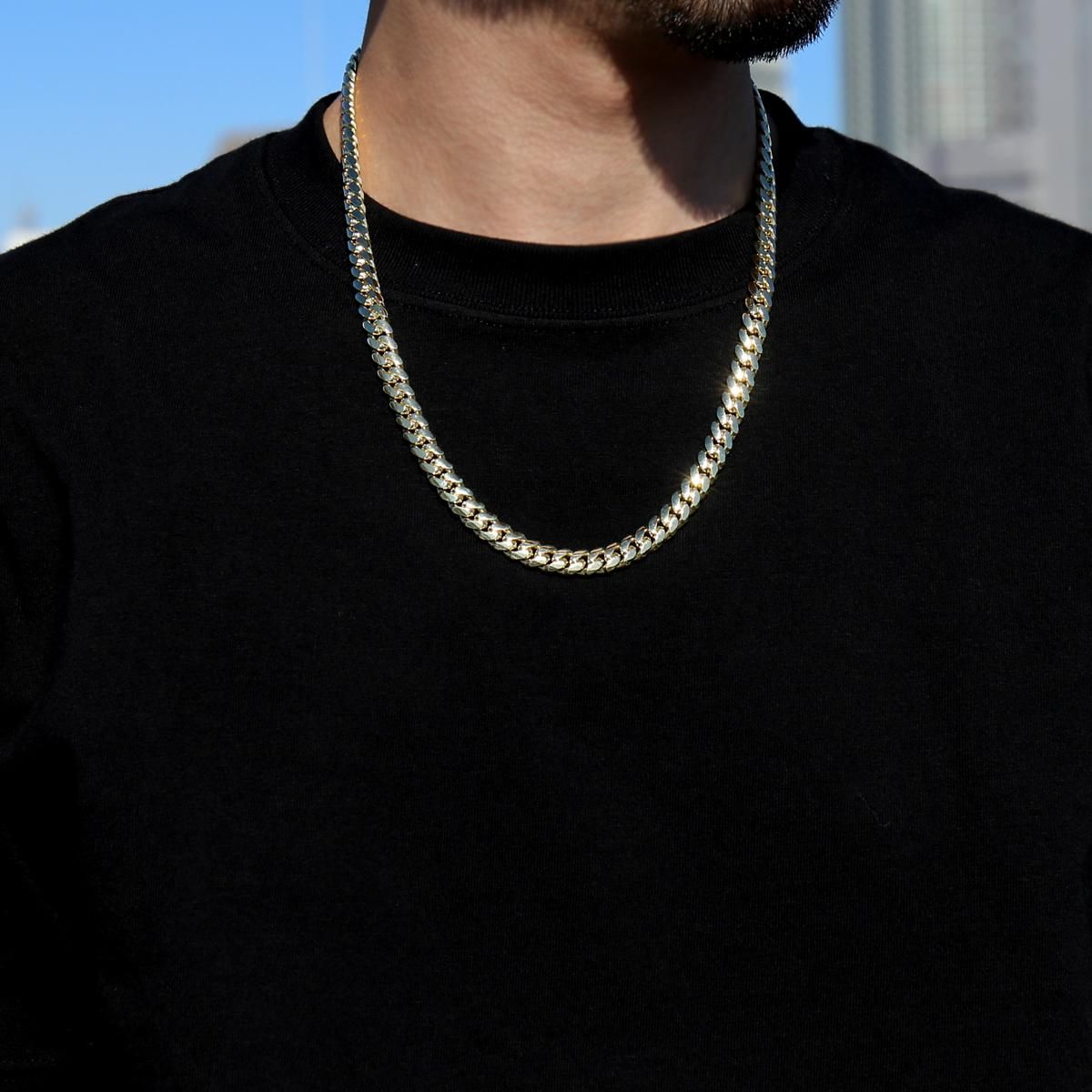 10K イエローゴールド マイアミネックレス 幅8.5mm 45cm-55cm