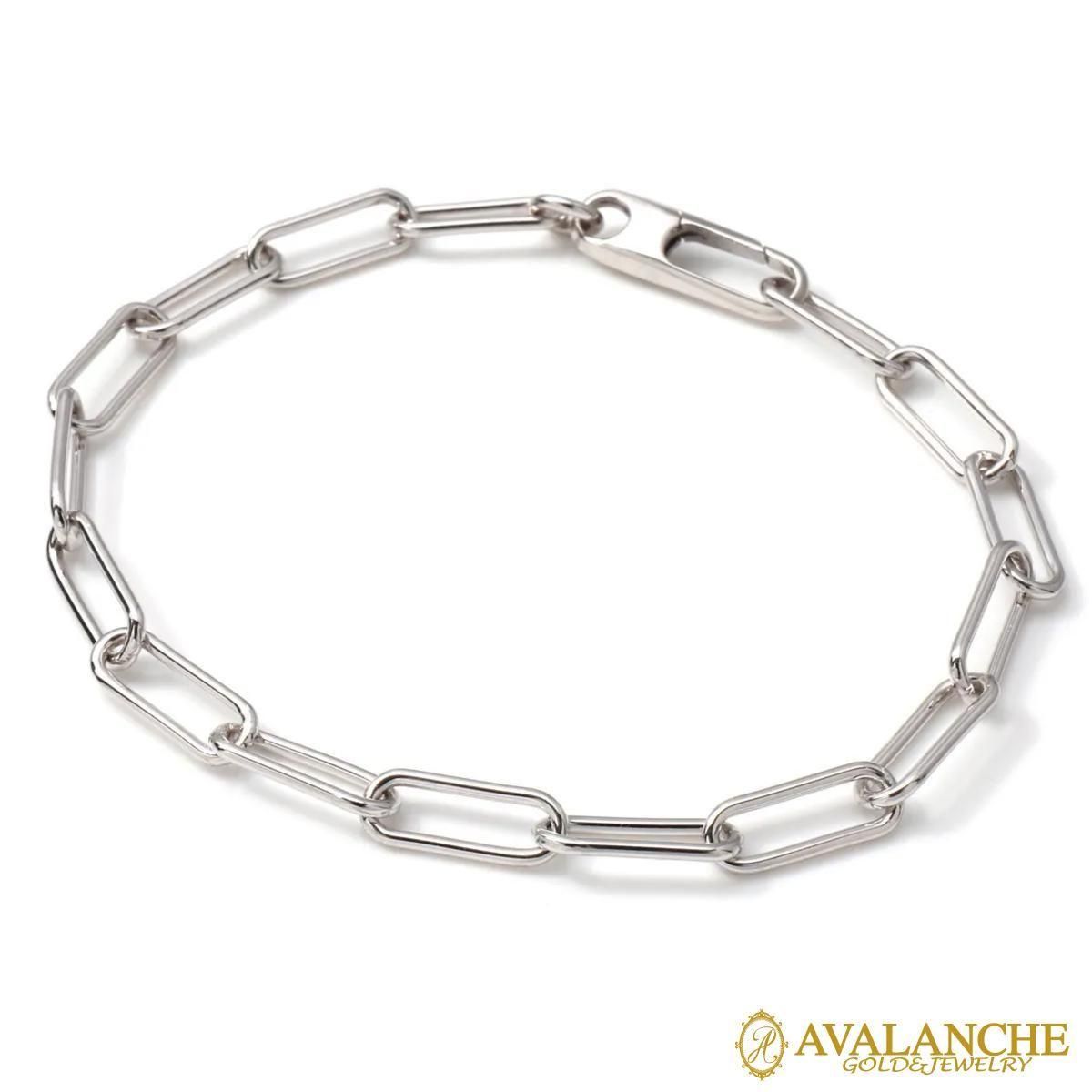 シルバー ペーパークリップブレスレット 幅4mm 17cm-19cm MGS168