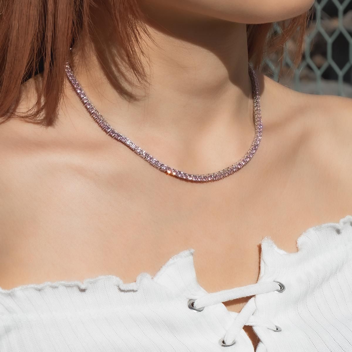 シルバー テニスネックレス 幅3.5mm 40cm-45cm AHNL-D001-3MM-PK