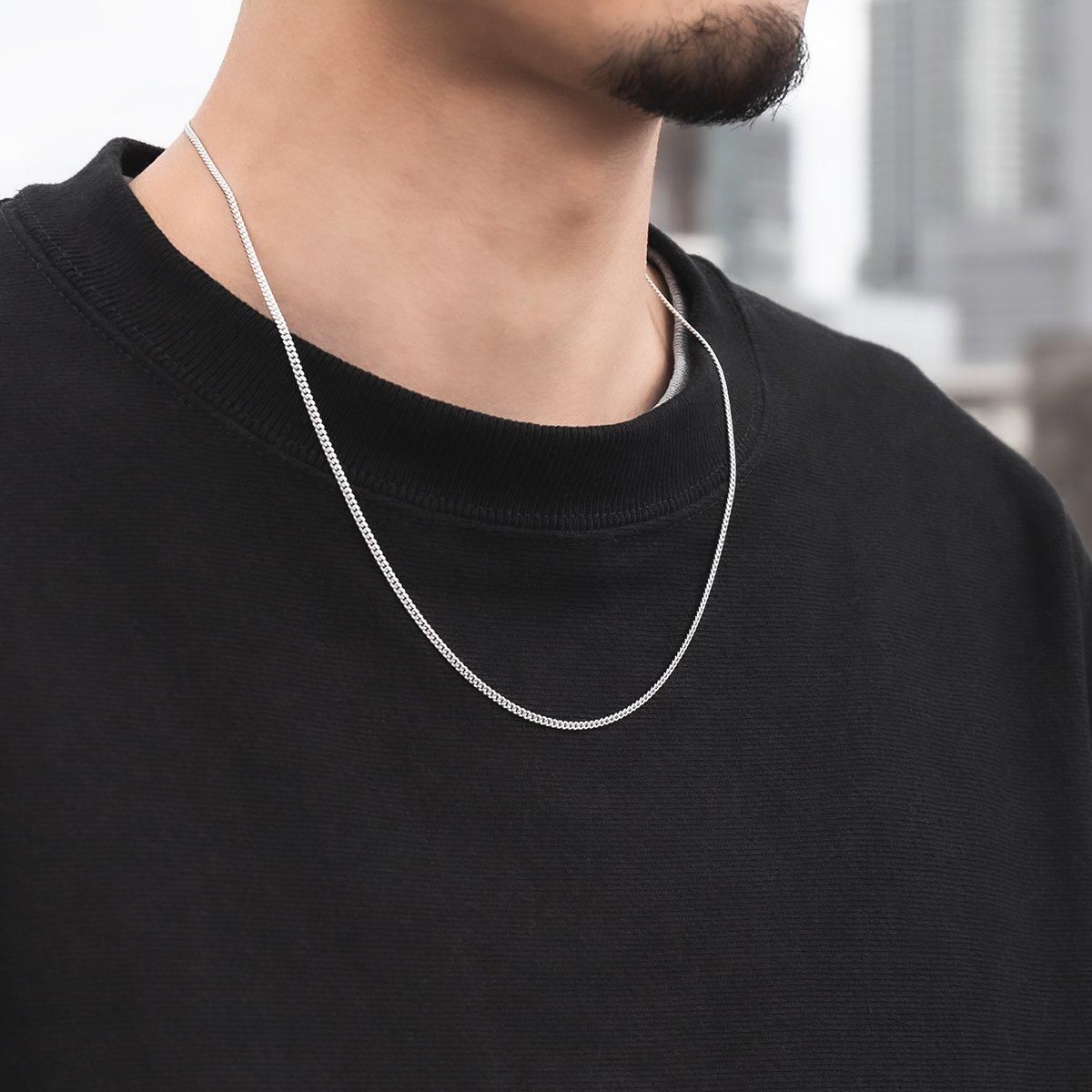 10K ホワイトゴールド マイアミネックレス 幅2mm 45cm-70cm KKP7455