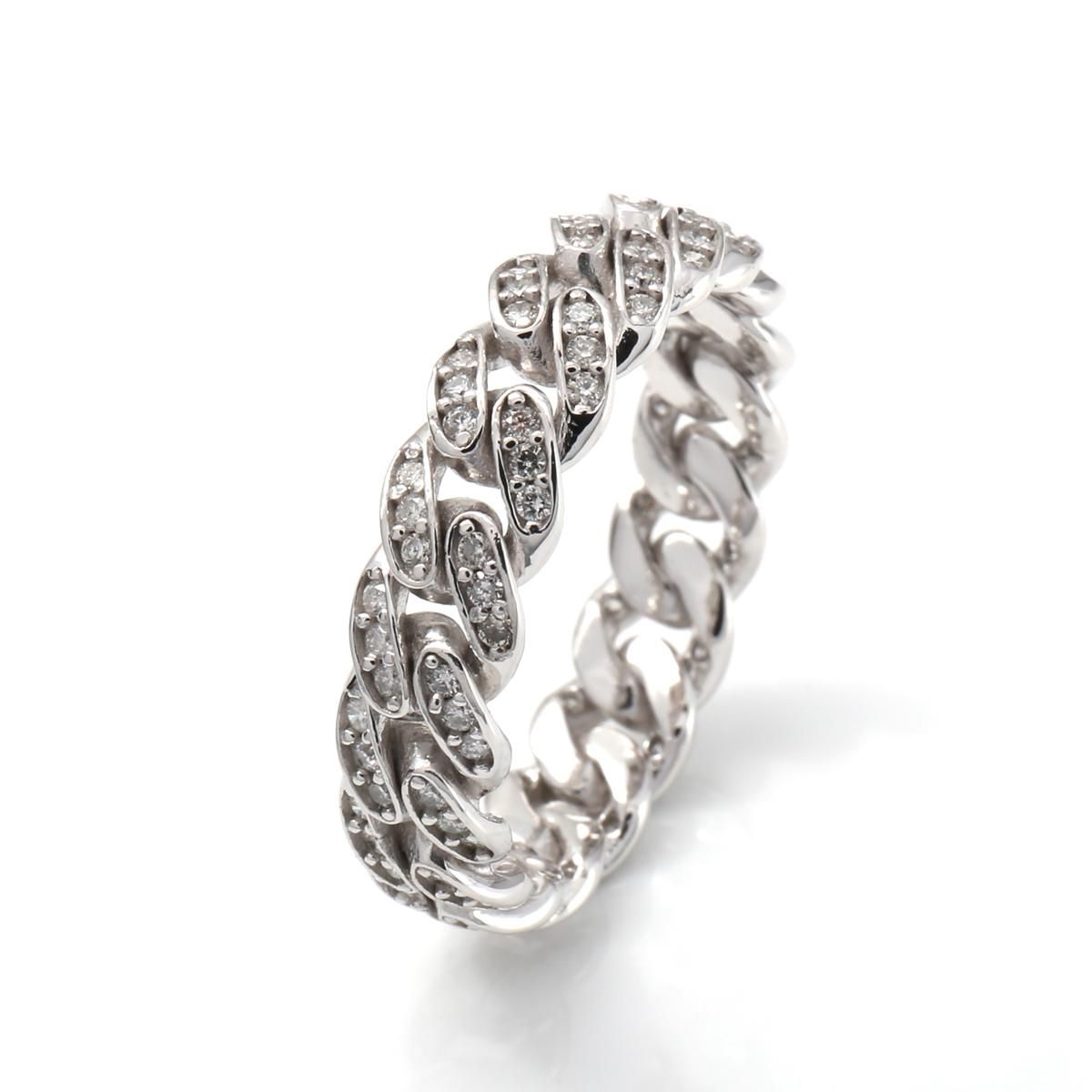 ダイヤモンド 10K ホワイトゴールド リング 17号-19号 - AVALANCHE