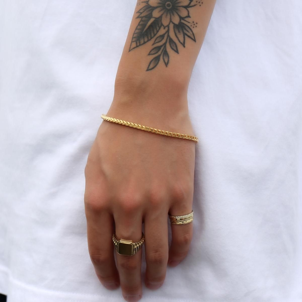 10K イエローゴールド フランクリンブレスレット 幅3mm 20cm