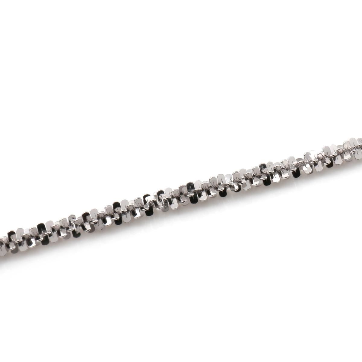 10K ホワイトゴールド ツイストスパークルブレスレット 幅2mm 17cm