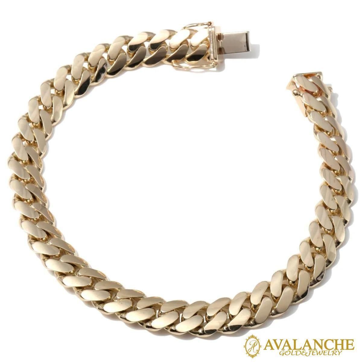 10K イエローゴールド マイアミブレスレット 幅8.2mm 19cm-20cm 定価