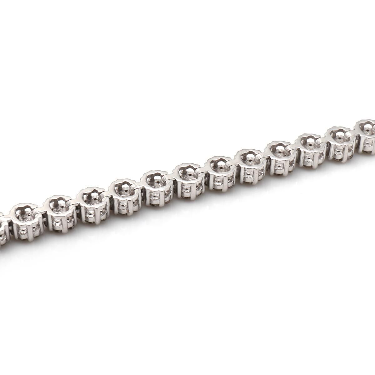 ダイヤモンド 10K ホワイトゴールド ブレスレット 幅3.8mm 17cm