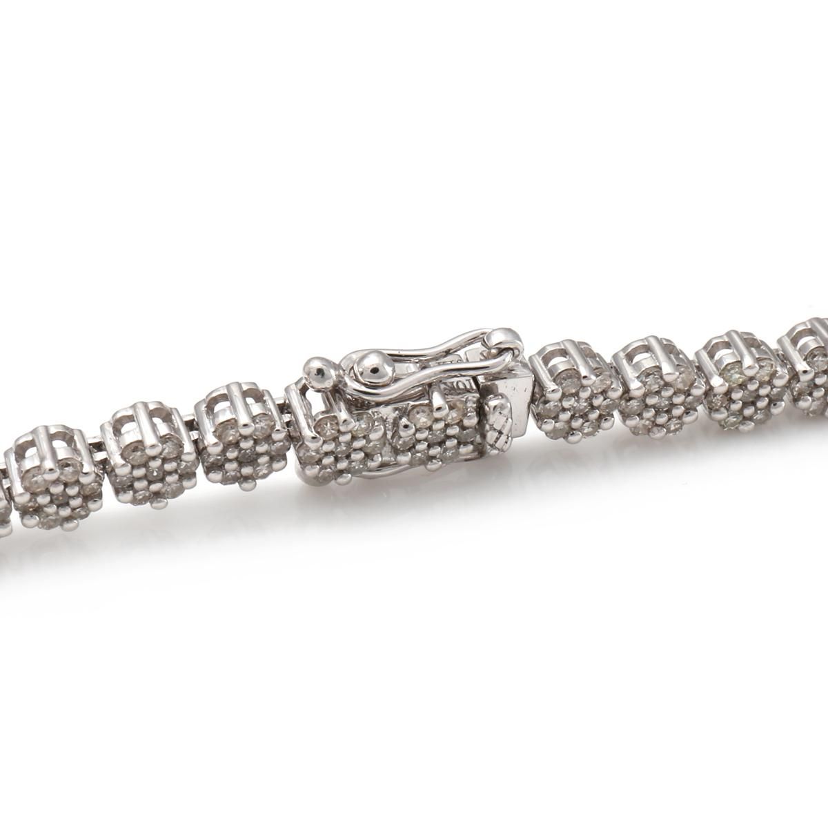 ダイヤモンド 10K ホワイトゴールド ブレスレット 幅3.8mm 17cm