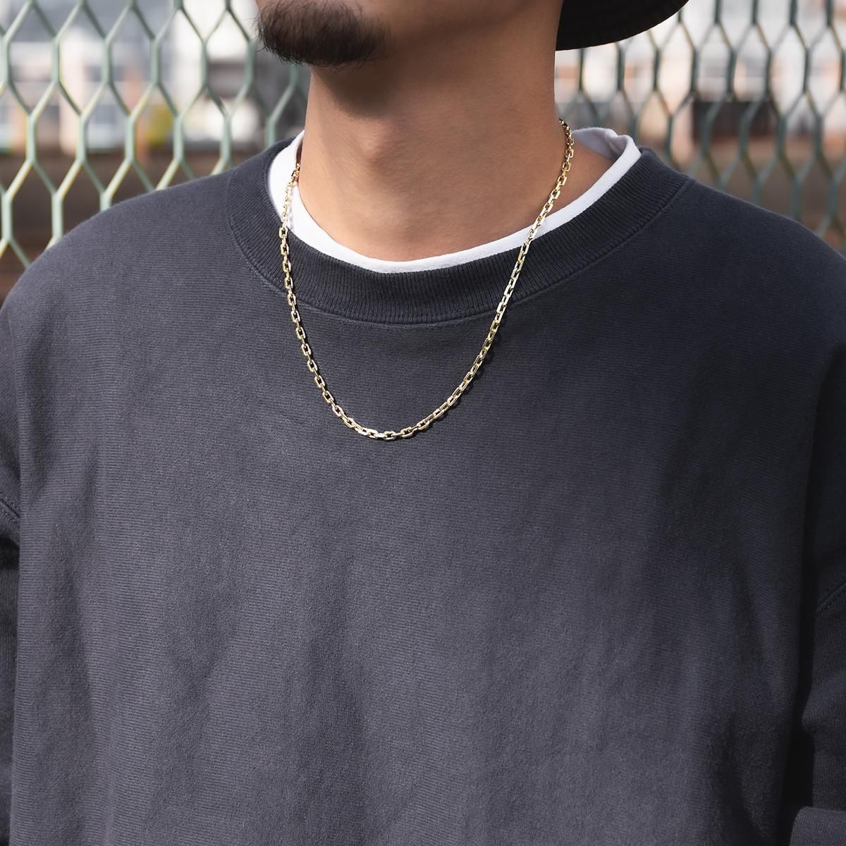 10K イエローゴールド アズキネックレス 幅3.8mm 50cm KKP7884