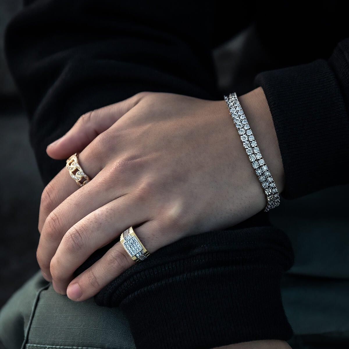 ダイヤモンド 14K イエローゴールド テニスブレスレット 幅3mm 17cm