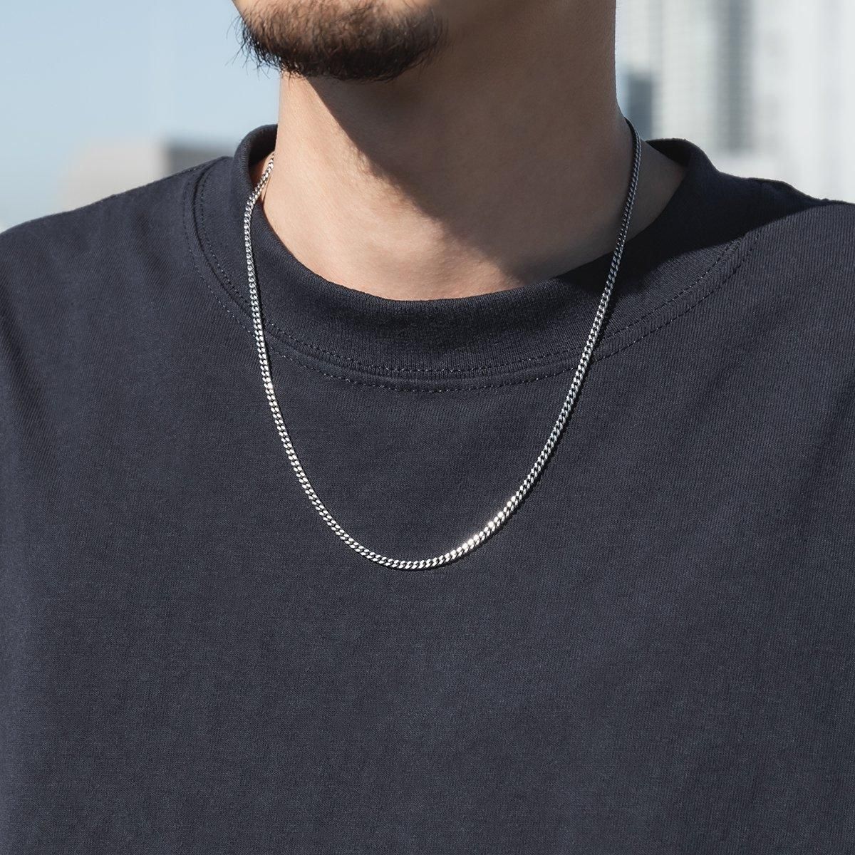 シルバー マイアミネックレス 幅2.8mm 45cm-55cm いぶし加工 080KDO2