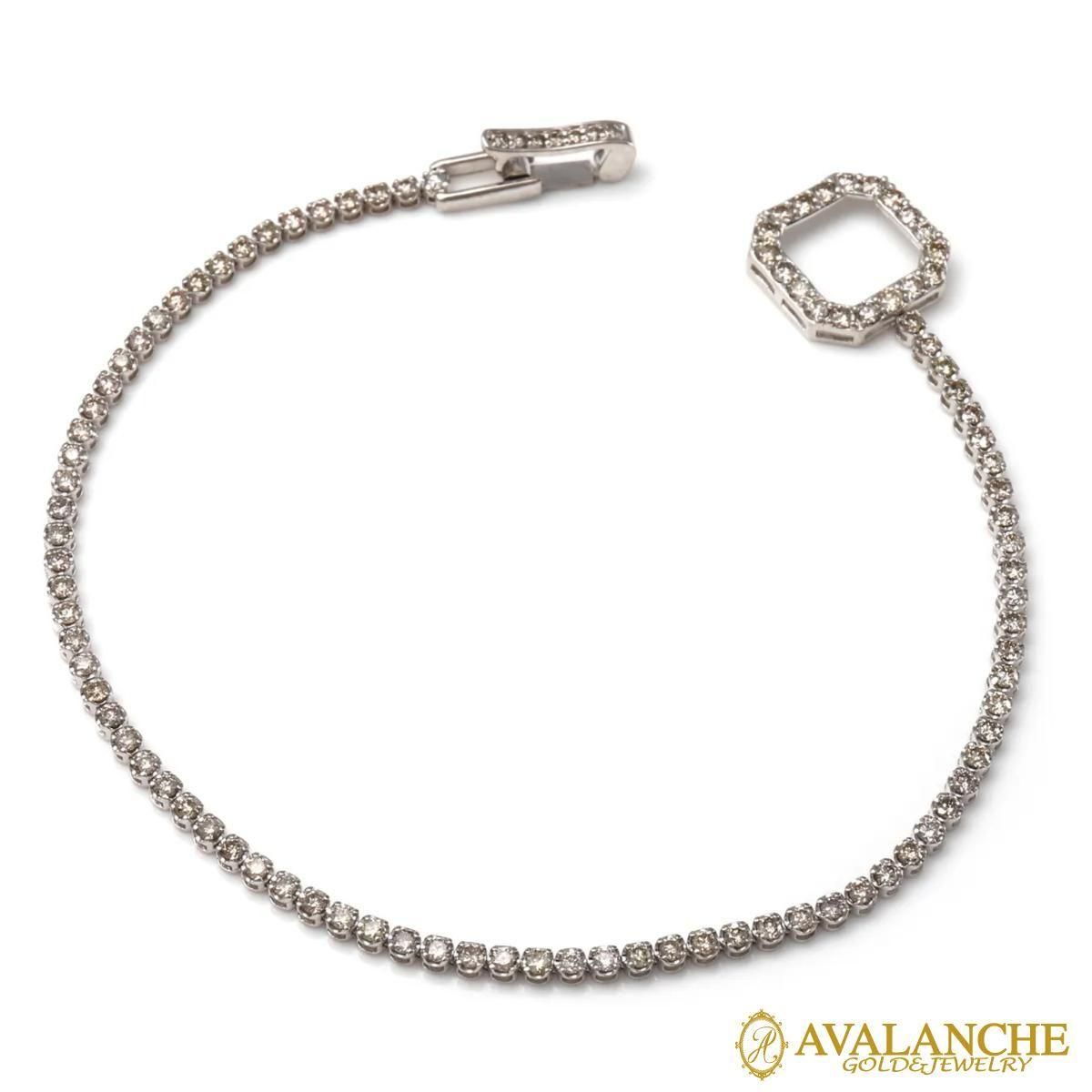 ダイヤモンド 18K ホワイトゴールド テニスブレスレット 幅2mm 18cm