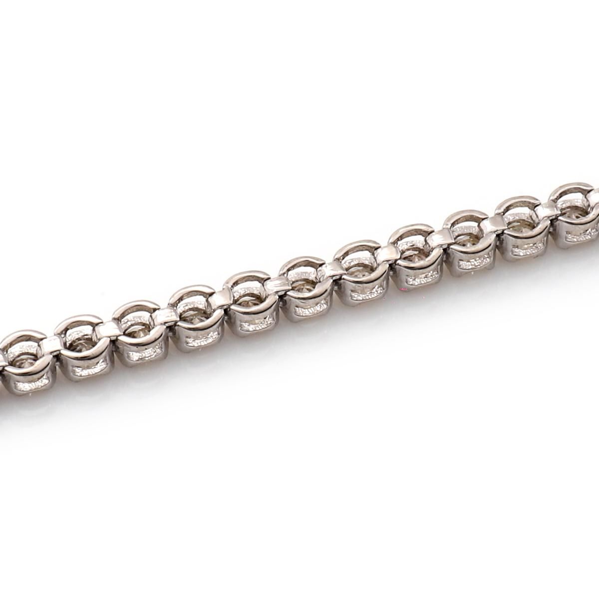 ダイヤモンド 18K ホワイトゴールド テニスブレスレット 幅2mm 18cm