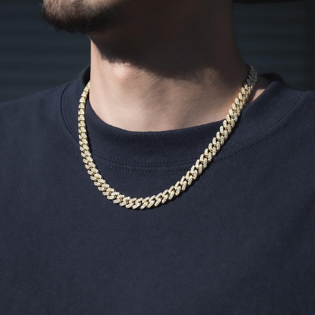 ダイヤモンド 10K イエローゴールド マイアミネックレス 幅8.2mm 46cm