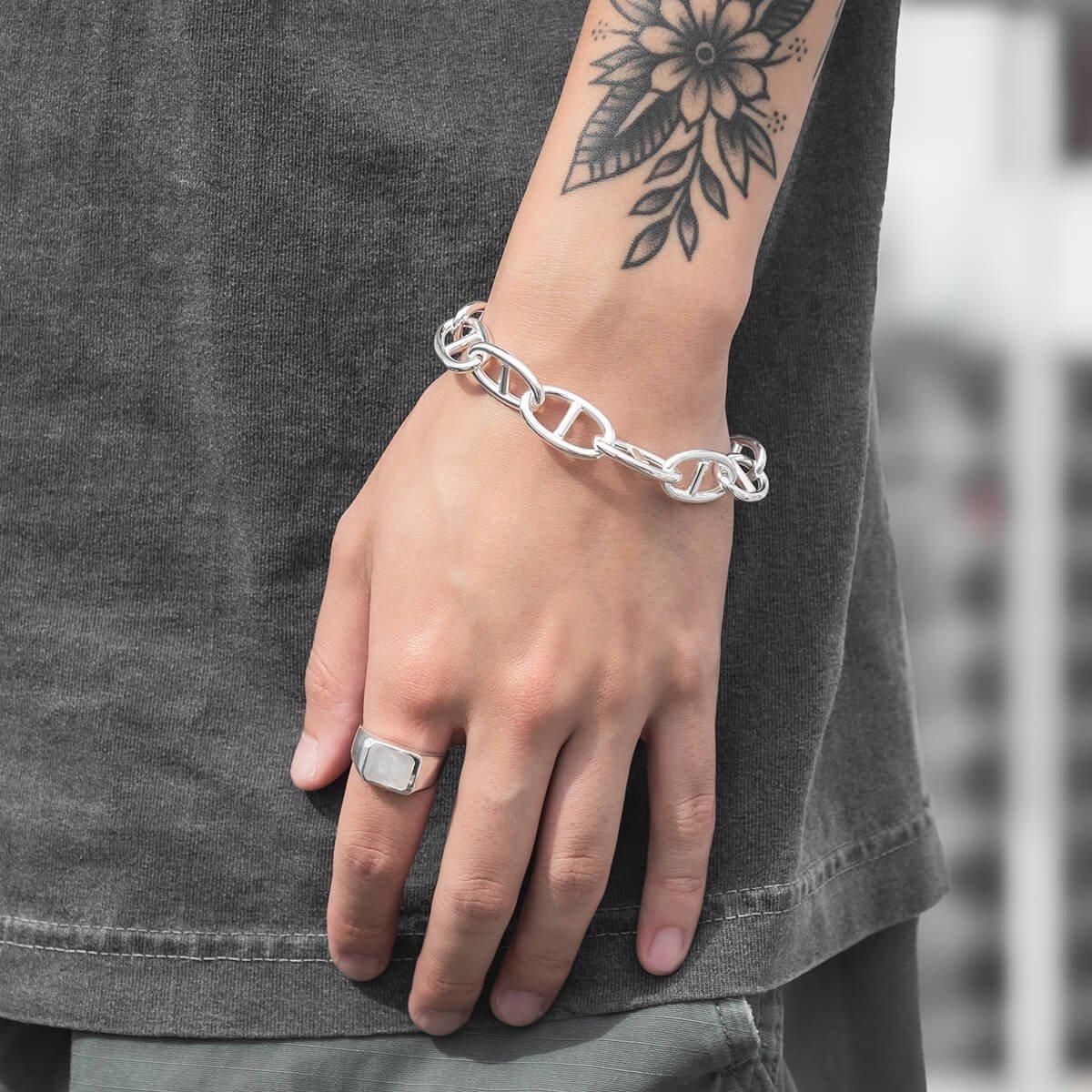 シルバー アンカーブレスレット 幅13mm 18cm-22cm GIU564-SS