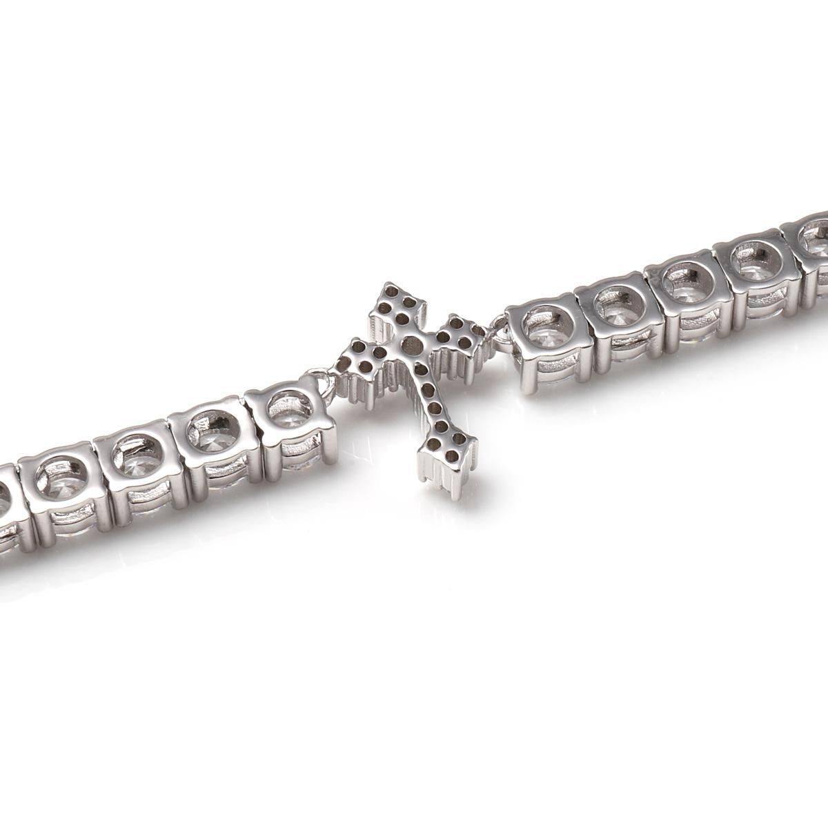 シルバー テニスネックレス 幅4mm 45cm-50cm AHNL-D001-CROSS