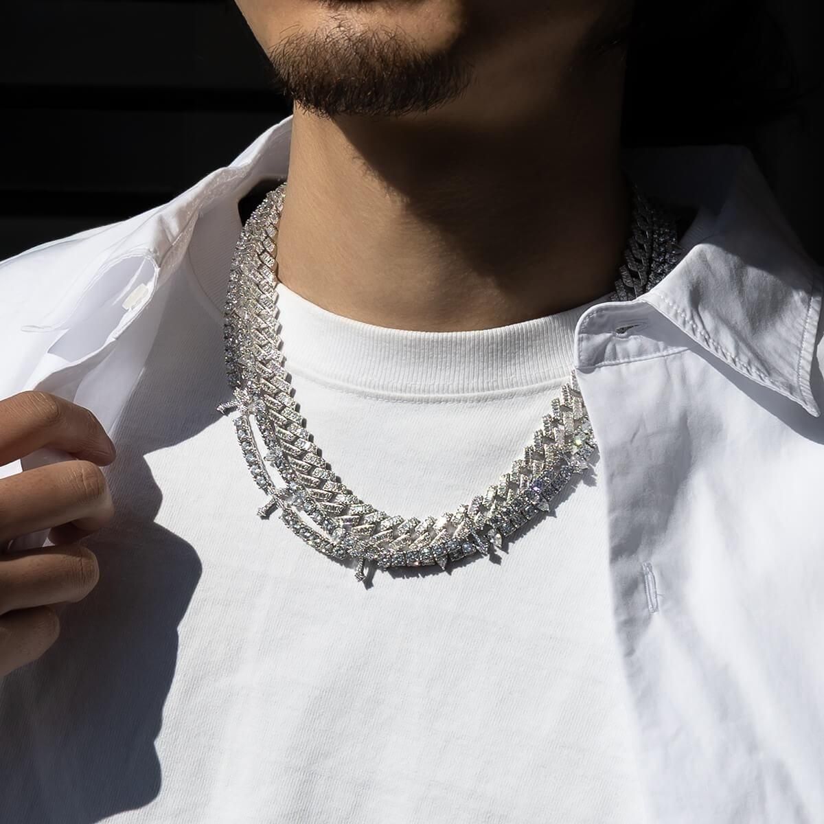 シルバー テニスネックレス 幅4mm 45cm-50cm AHNL-D001-CROSS