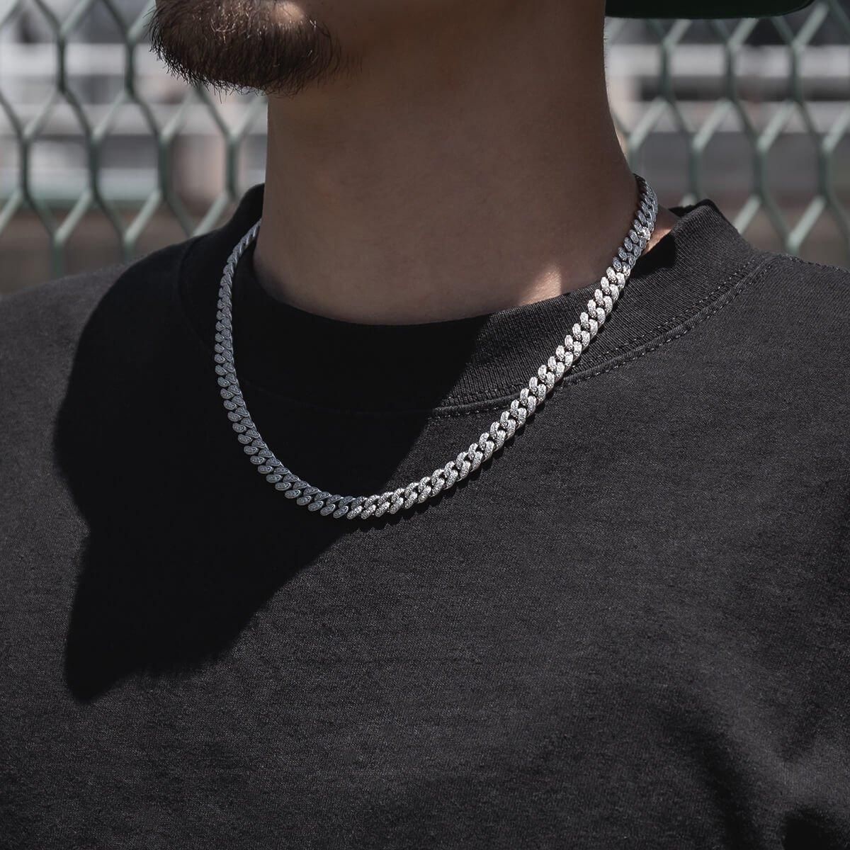 シルバー マイアミネックレス 幅7mm 45cm-60cm AHN-0101-7MM