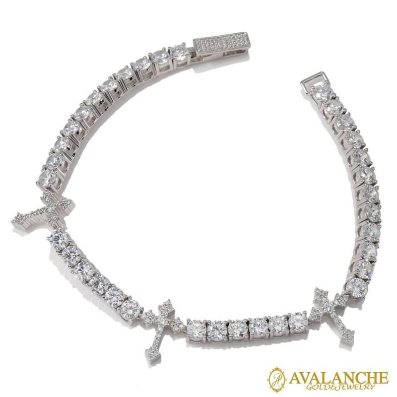 シルバー テニスネックレス 幅4mm 45cm-50cm AHNL-D001-CROSS