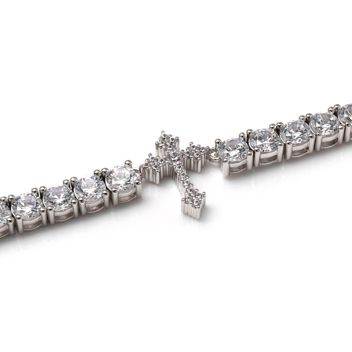 シルバー テニスブレスレット 幅4mm 18cm-19cm AHBL-D042-CROSS