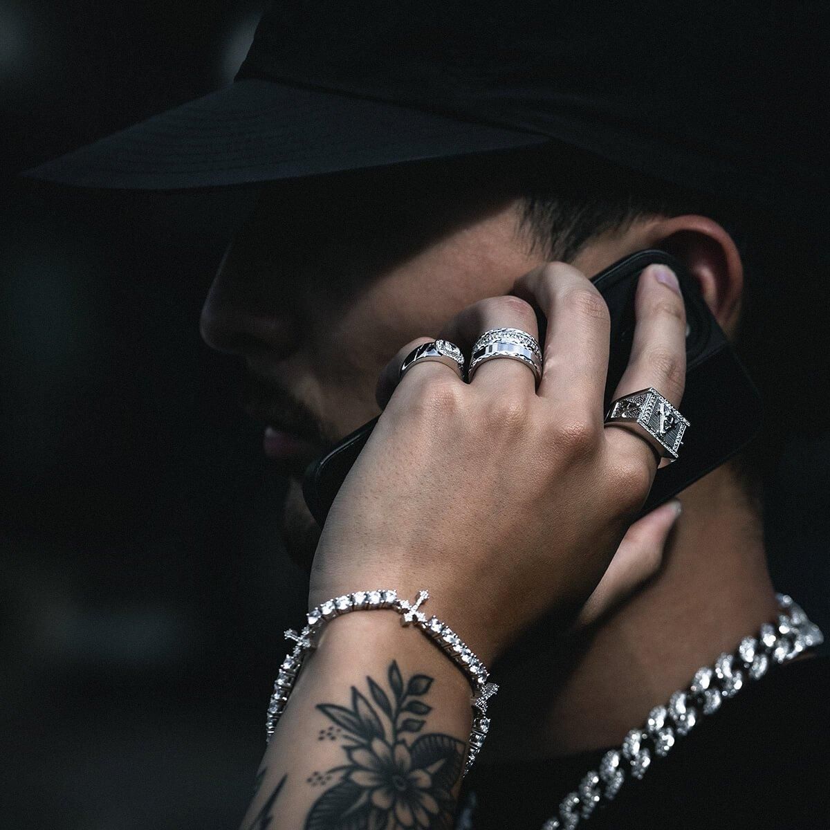 シルバー テニスブレスレット 幅4mm 18cm-19cm AHBL-D042-CROSS