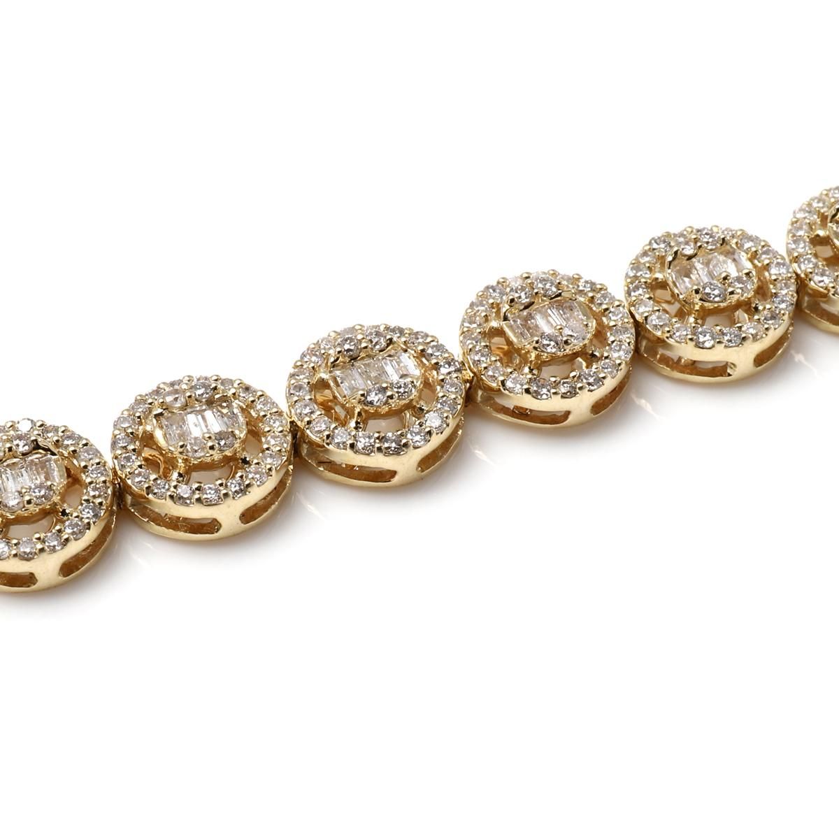 ダイヤモンド 10K イエローゴールド ブレスレット 幅6.8mm 18cm