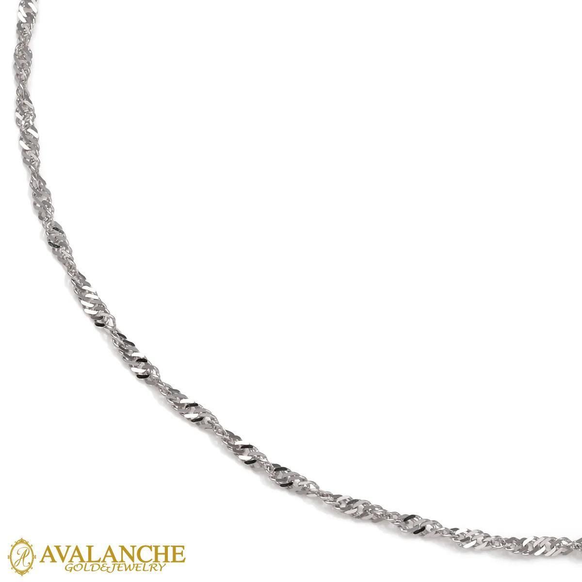 10K ホワイトゴールド スクリューネックレス 幅1.5mm 40cm-55cm