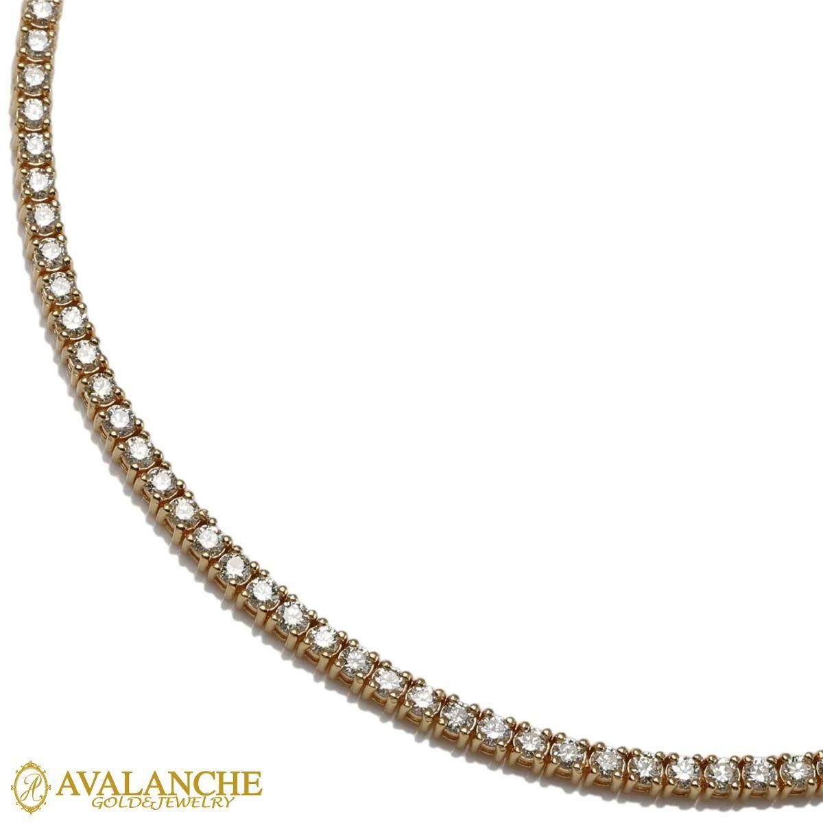 ダイヤモンド 14K イエローゴールド テニスネックレス 幅2.5mm 46cm