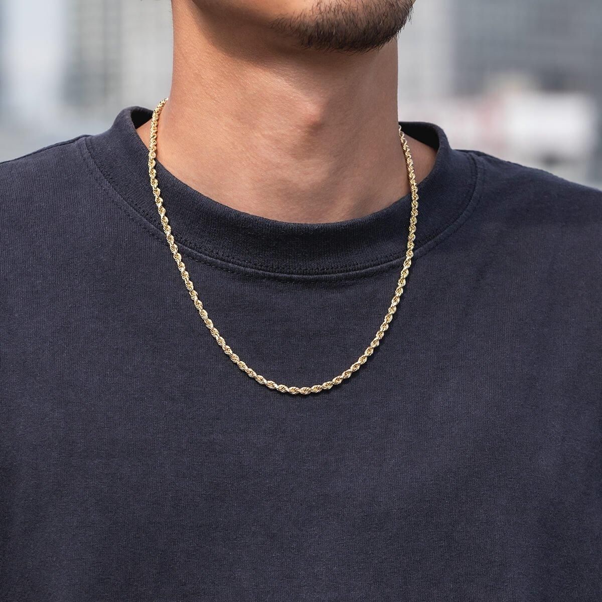 10K イエローゴールド ロープネックレス 幅3.2mm 50cm-60cm UKPH000016