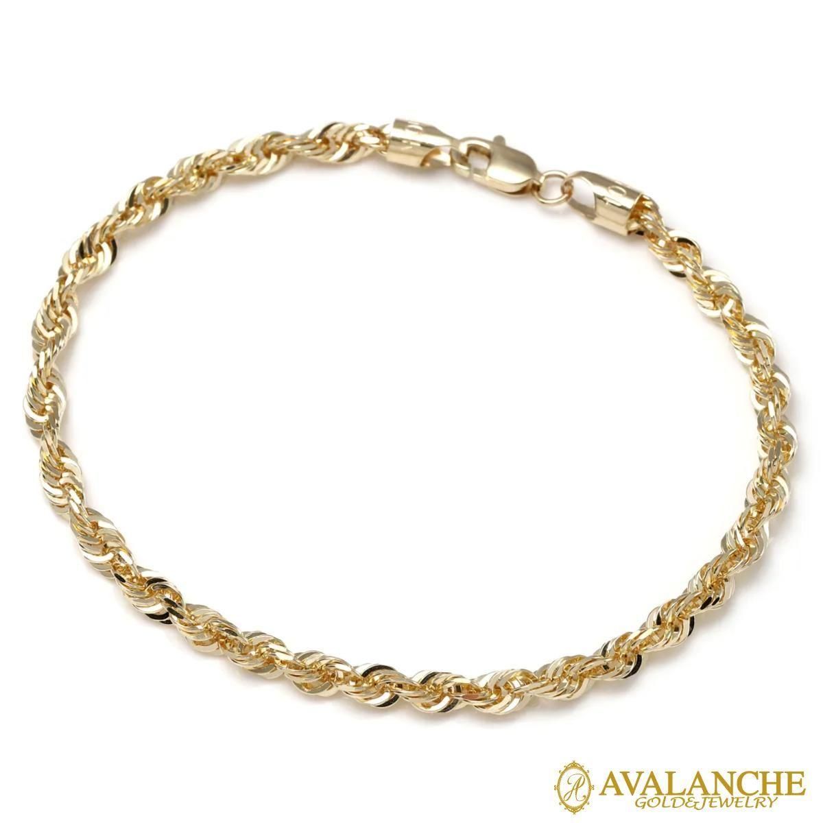 10K イエローゴールド ロープブレスレット 幅3.5mm 19cm-21cm
