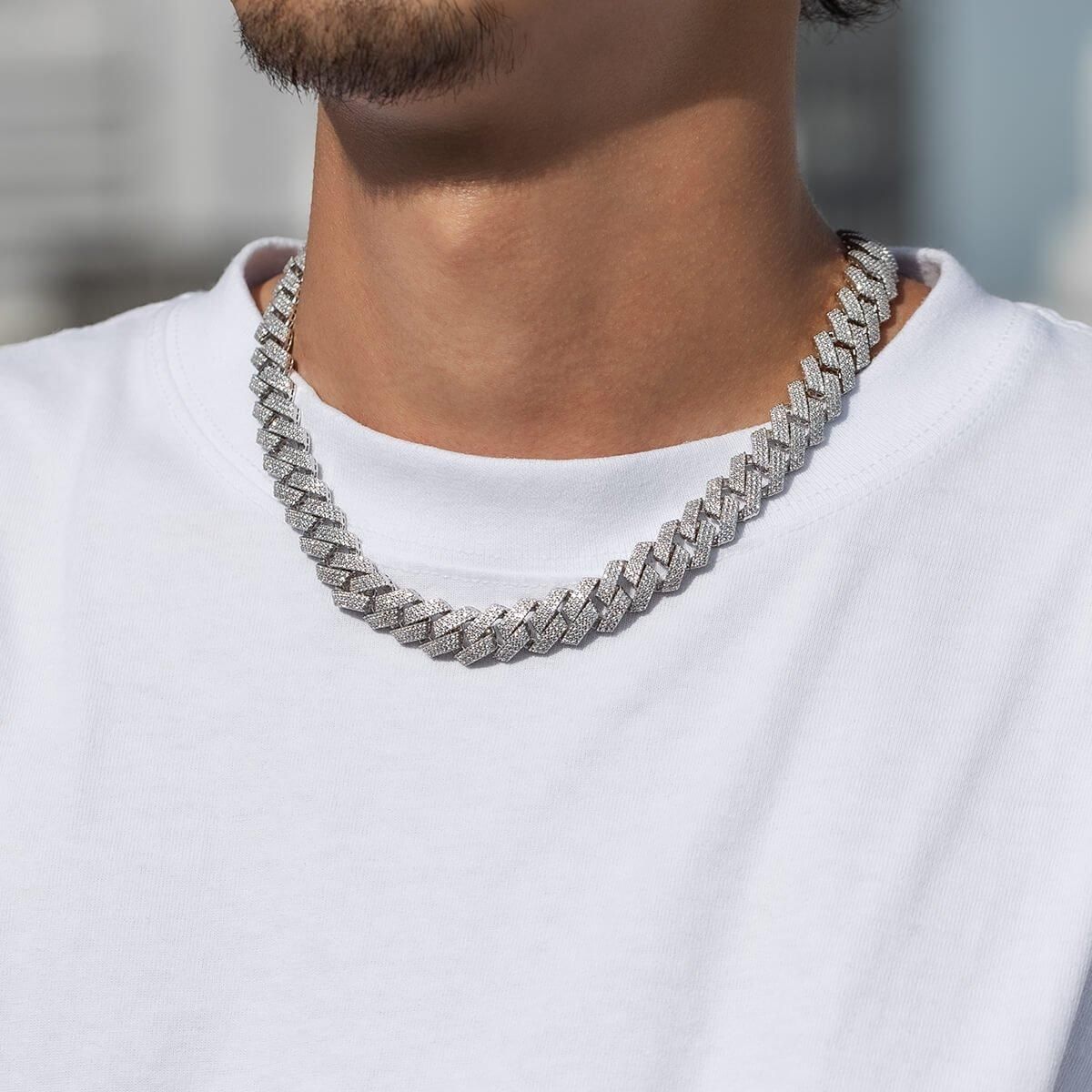 シルバー スクエアマイアミネックレス 幅13mm 46cm-51cm - AVALANCHE