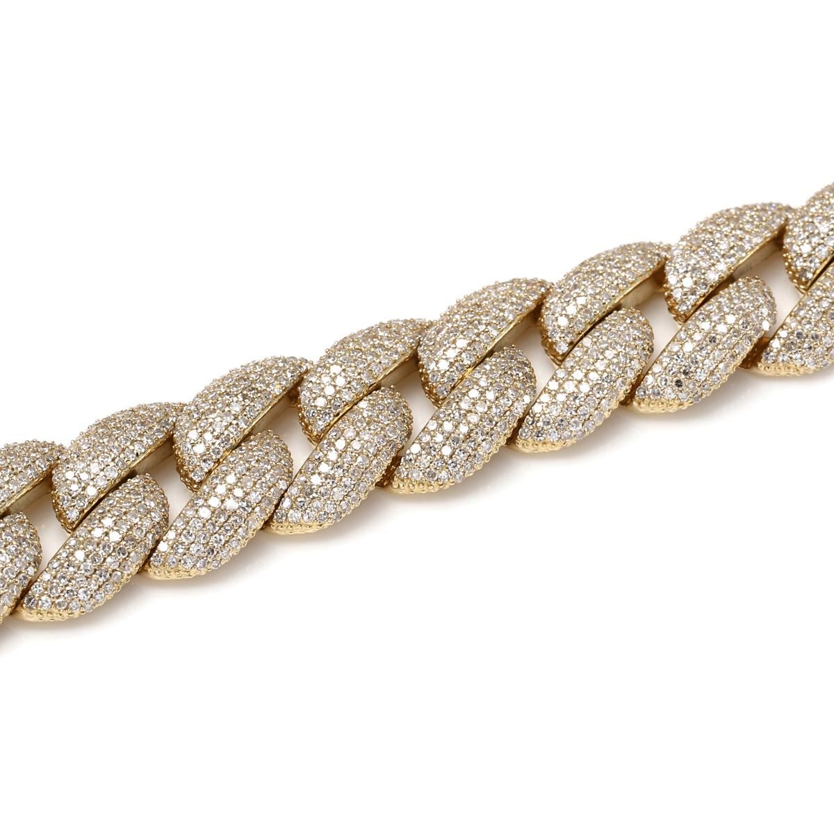 ダイヤモンド 10K イエローゴールド マイアミネックレス 幅12mm 47cm