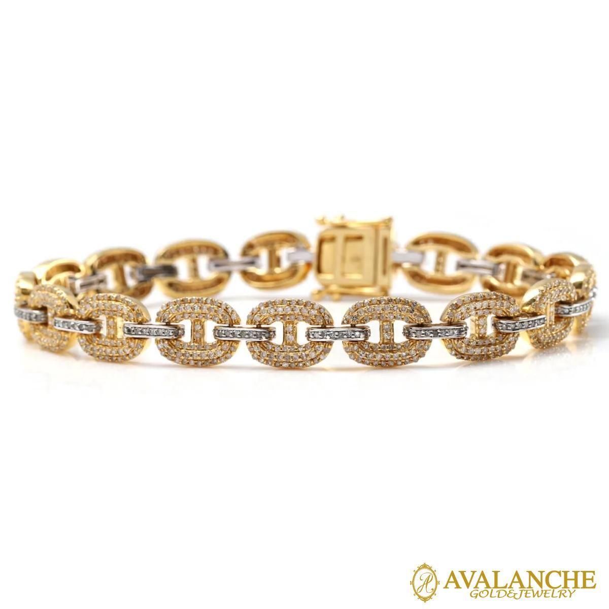 ダイヤモンド 10K イエローゴールド パフグッチブレスレット 幅8mm