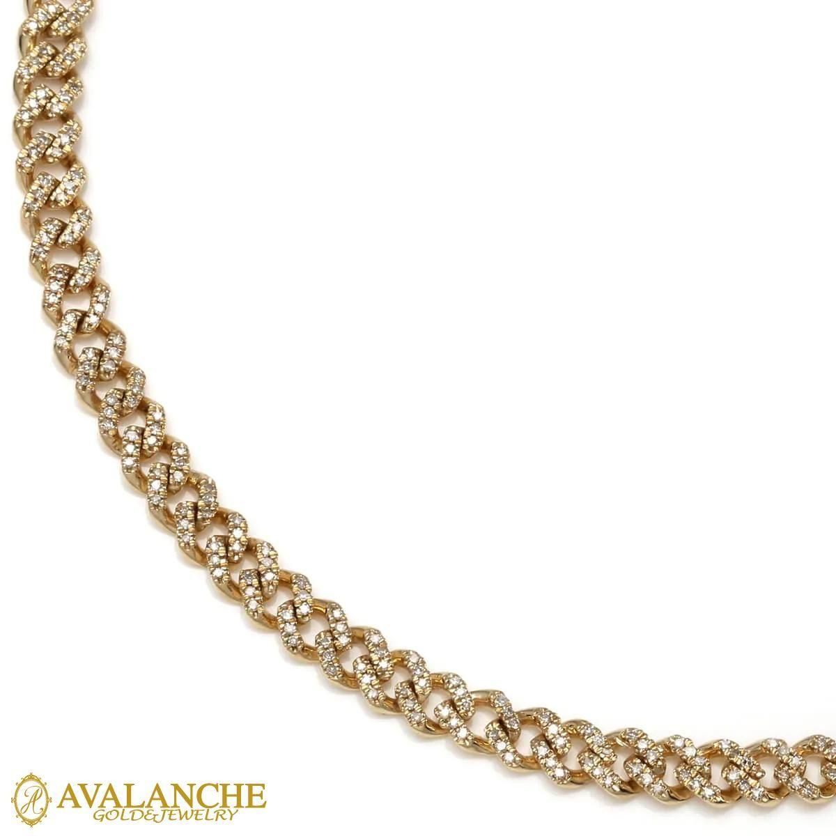 ダイヤモンド 10K イエローゴールド マイアミネックレス 幅4.5mm 52cm