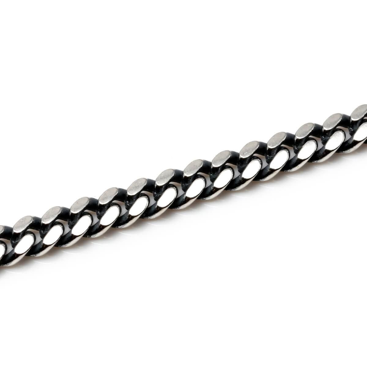 シルバー マイアミネックレス 幅4mm 45cm-70cm いぶし加工 120KDO2-LOX