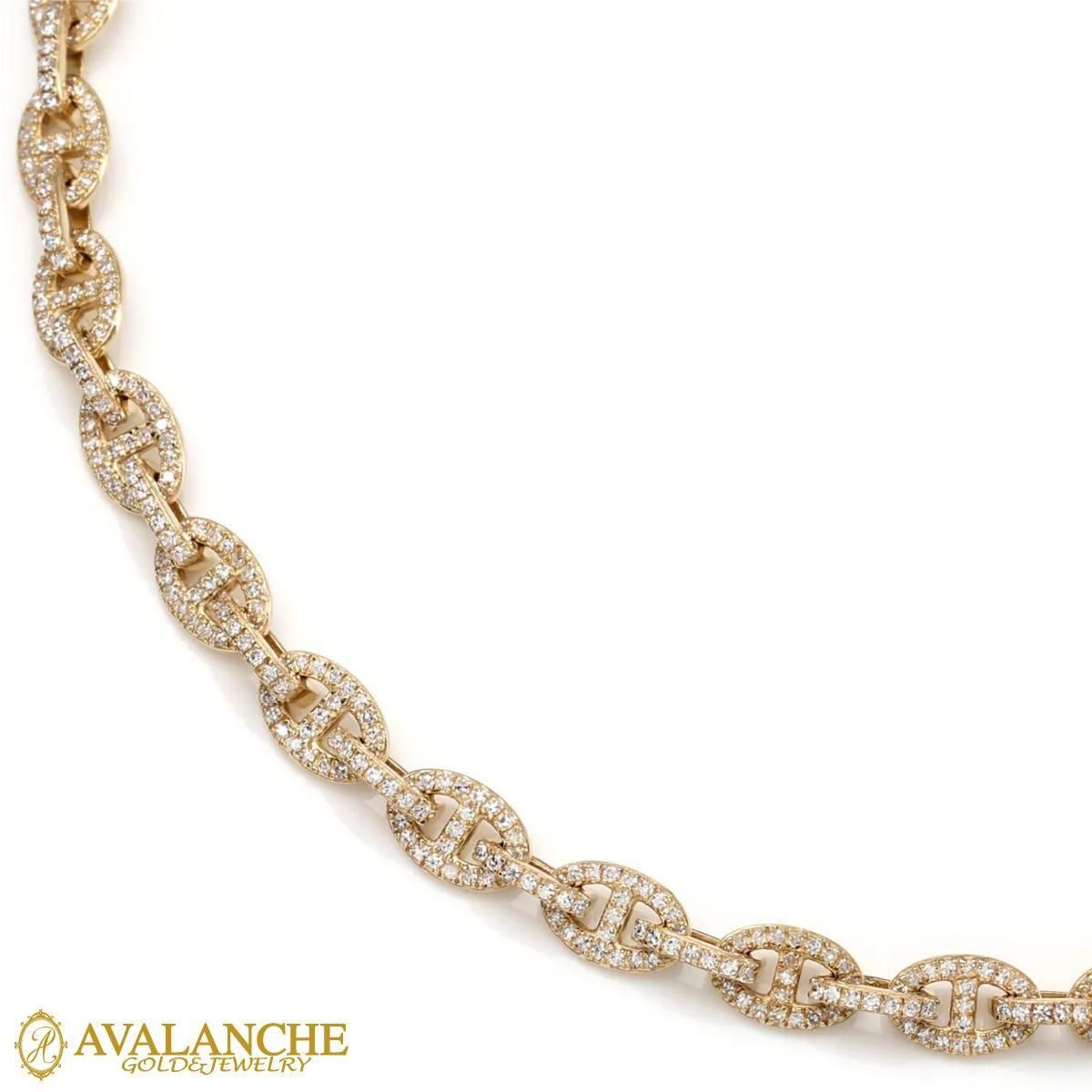 ダイヤモンド 10K イエローゴールド アンカーネックレス 幅4.5mm 46cm