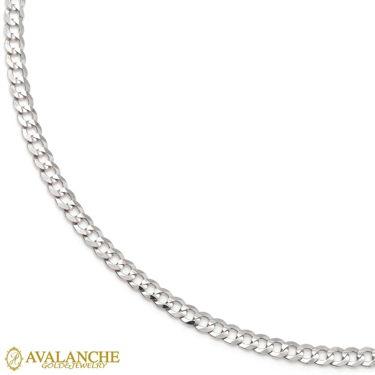 10K ホワイトゴールド キューバンネックレス 幅2.8mm 40cm-60cm