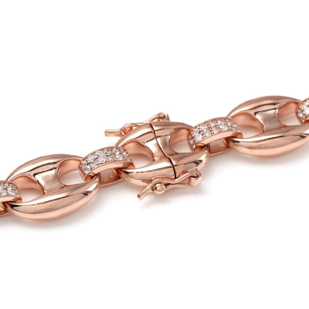 ダイヤモンド 10K ローズゴールド パフグッチブレスレット 幅11.5mm