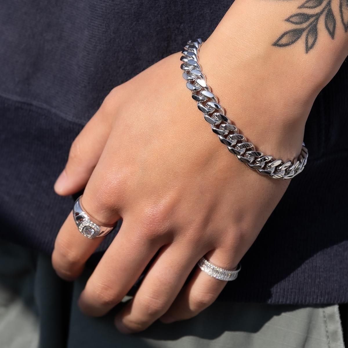 シルバー マイアミブレスレット 幅9.5mm 19cm-21cm A250KDO2