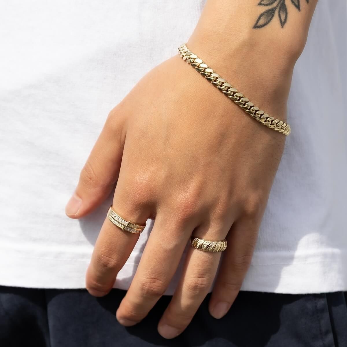 10K イエローゴールド マイアミブレスレット 幅6mm 19cm KKP6029