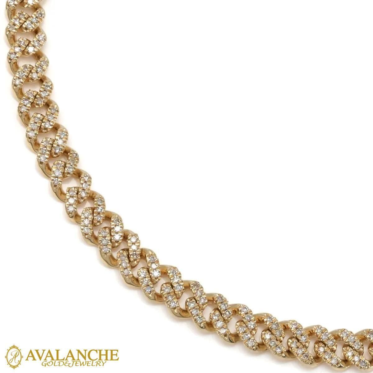 ダイヤモンド 10K イエローゴールド マイアミネックレス 幅5.8mm 51cm