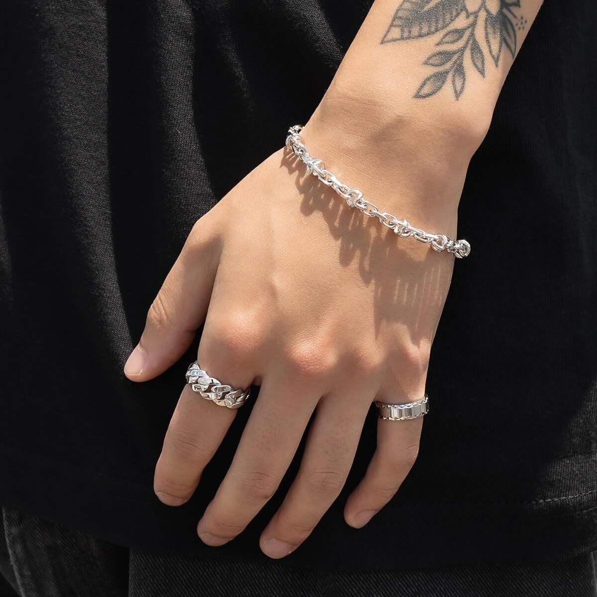 シルバー アズキブレスレット 幅6.5mm 19cm B5090-RH - AVALANCHE