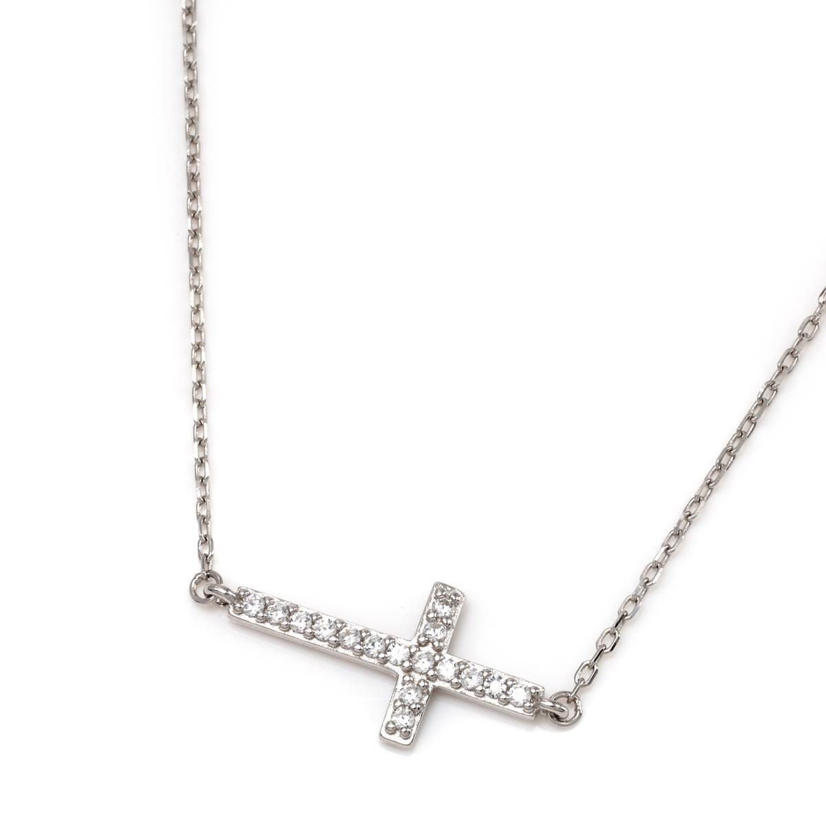 シルバー サイドクロス ネックレス&ペンダント 40cm-45cm ABGP00671