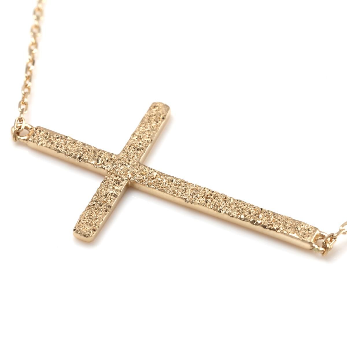 10K ゴールド サイドウェイズクロス ネックレス&ペンダント 41cm 3