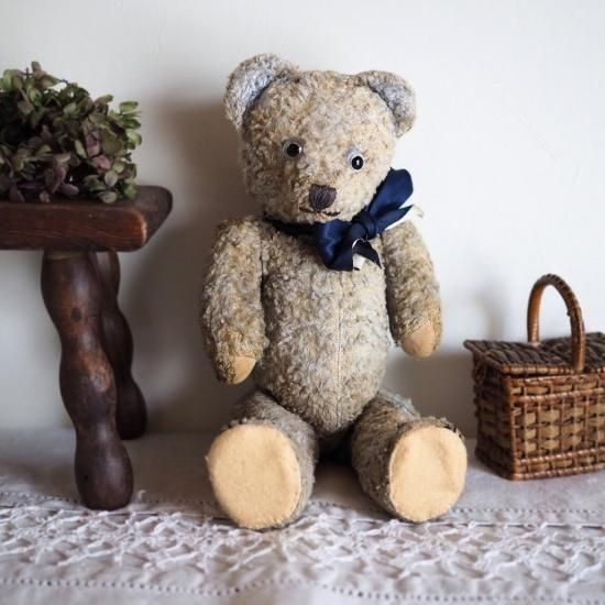 アンティーク テディベア | フランス ブルーのテディベア 青い羊毛 5