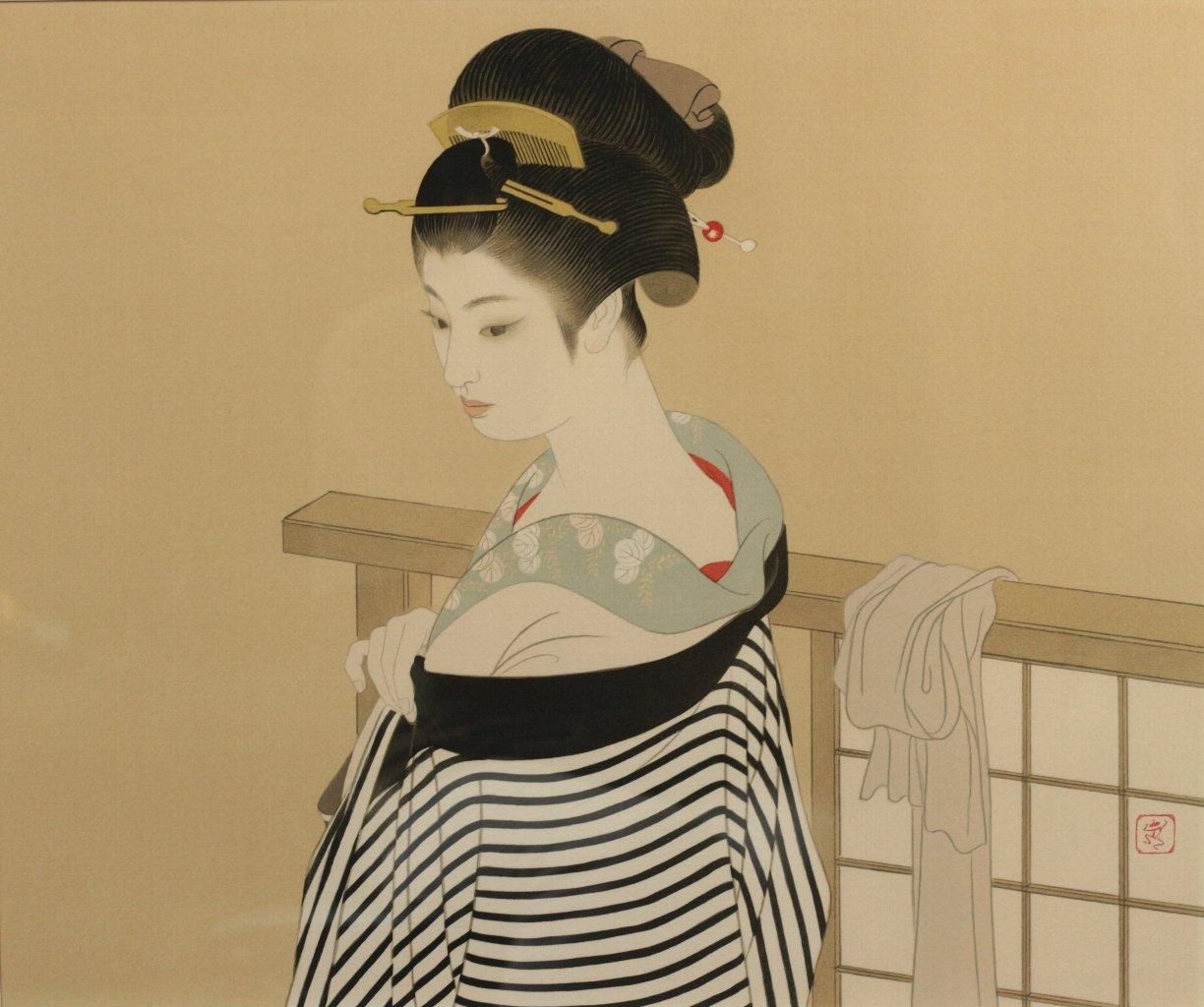 リトグラフ版画 志村立美 ｢支度｣商品番号32021201 武田画廊