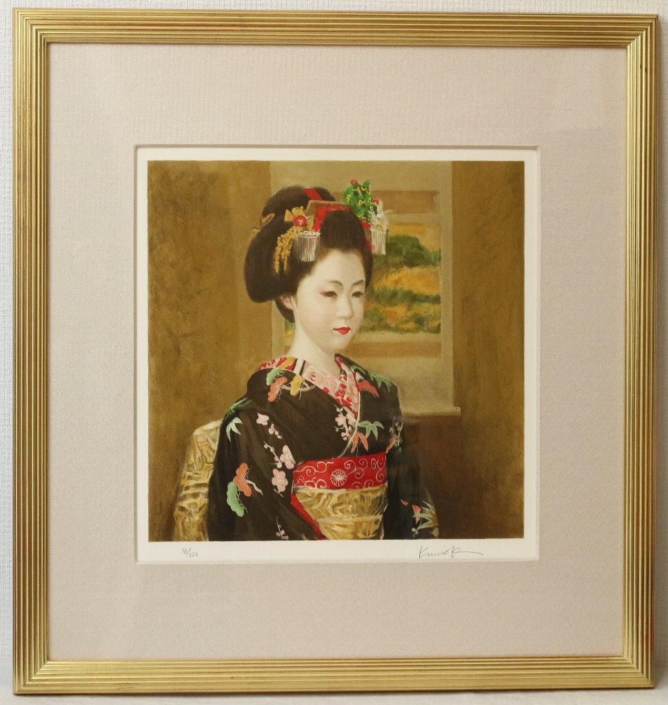 リトグラフ版画 小松崎邦雄 「稲穂の舞妓」商品番号34110106- 絵のある