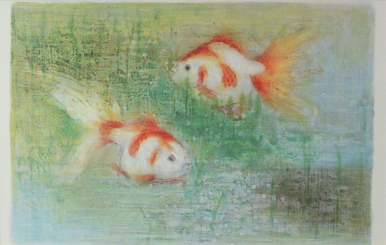 リトグラフ版画 大藪雅孝「金魚」商品番号34111403 - 絵のある暮らし