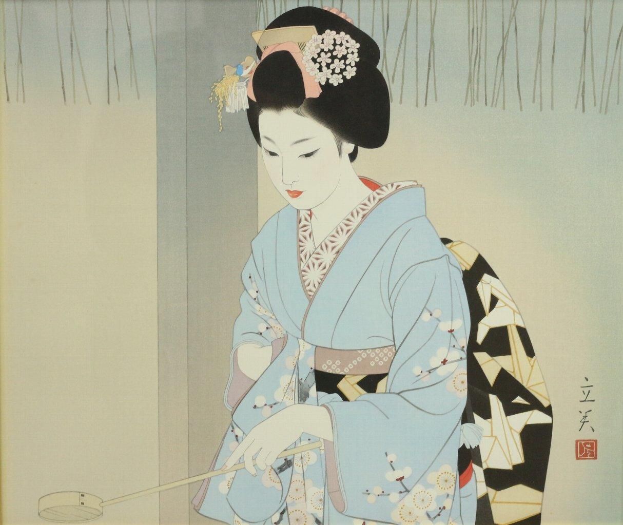 木版画 志村立美 「初詣」(悠々洞版 日本の女) 商品番号34122101