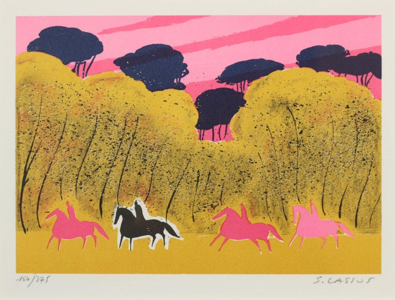 リトグラフ版画 セルジュラシス「日暮」商品番号35111602- 絵のある